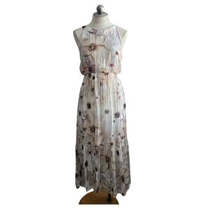 Le Ragazze Italian Silk Floral Maxi Dress Medium